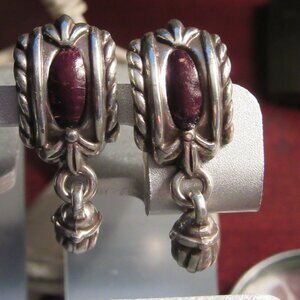 Brighton Intrigue Soirre Earrings -silver & purple dangle ball, post back